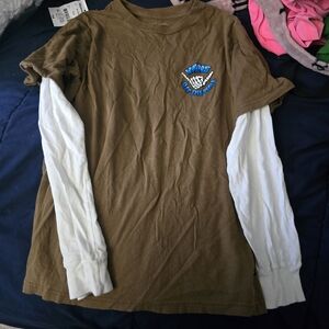 Brown and White Kids Long Sleeve Shirt